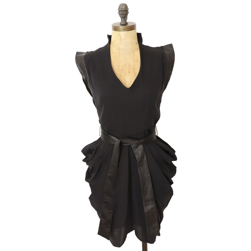 Alice + Olivia Black silk leather Mini Dress